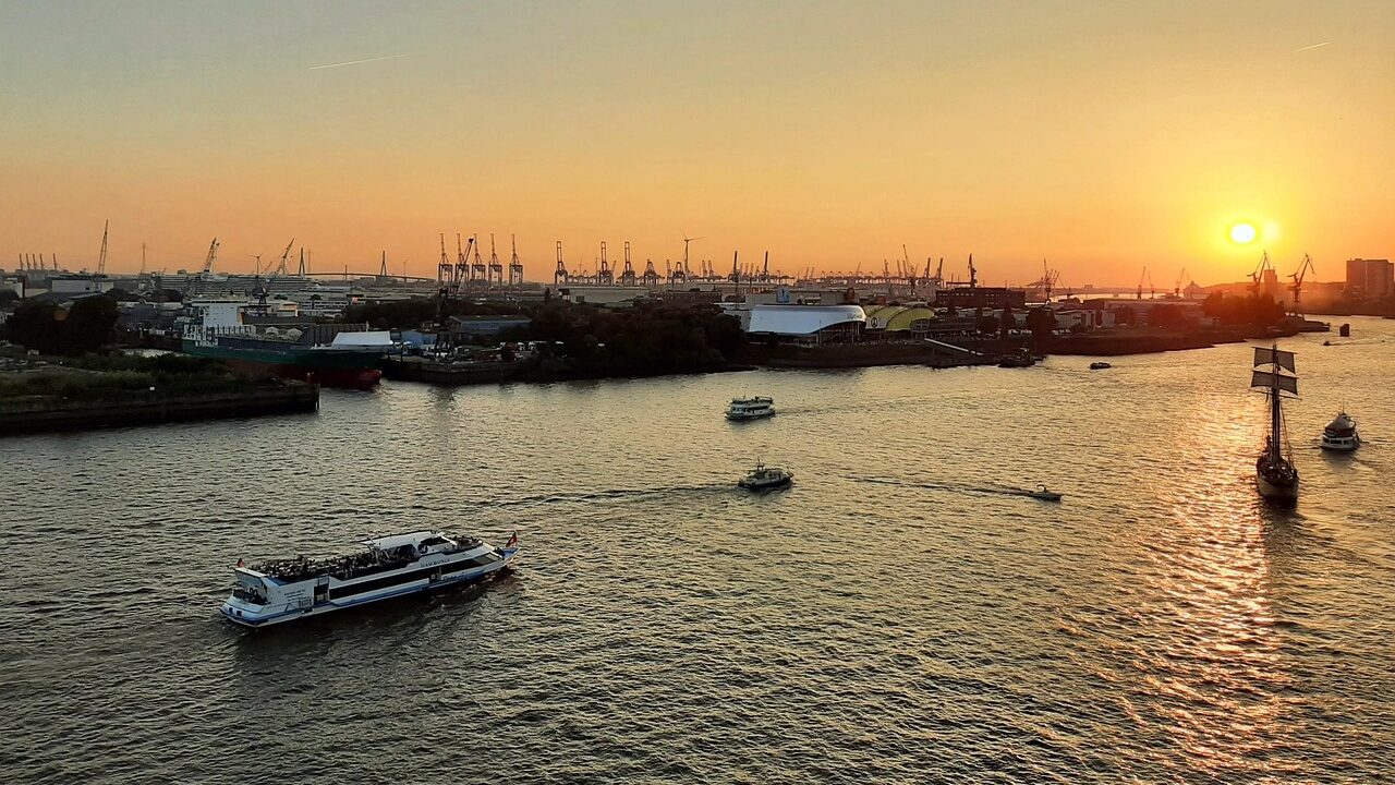Hamburg Harbor Sunset